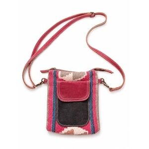 Bohemian Style Western Influenced Crossbody Bag with Leather and Cowhide Accents